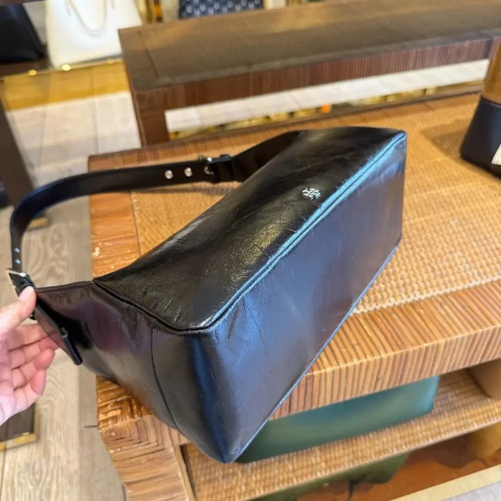 Tory Burch Rory Glazed Shoulder Bag 182691 $450 Black